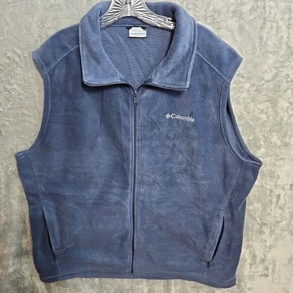 Columbia Men’s 2XL Fleece Zip Vest Navy Blue - Picture 1 of 10